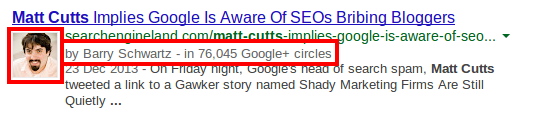 Example of rich snippets displaying information about a person