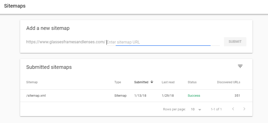 search console sitemap report