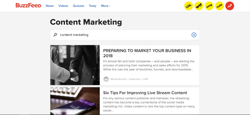 Buzzfeed for content marketing ideas