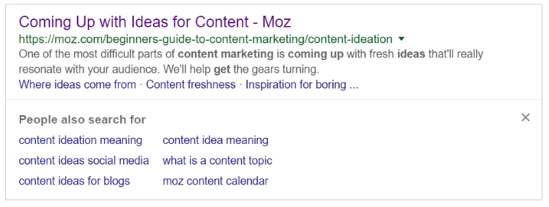 People also search for suggestions for content marketing ideas