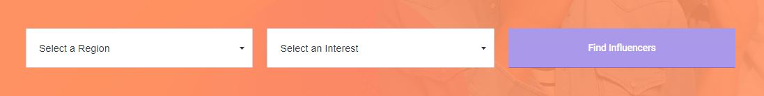 A simple way of finding social influencers, which you can search by region and interest.
