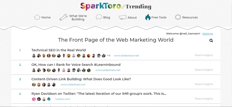 SparkToro for content marketing ideas