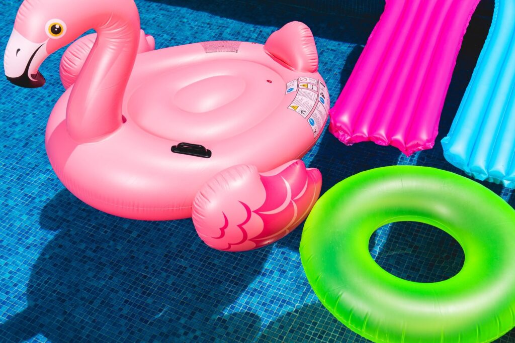 Inflatable toys in a swimming pool