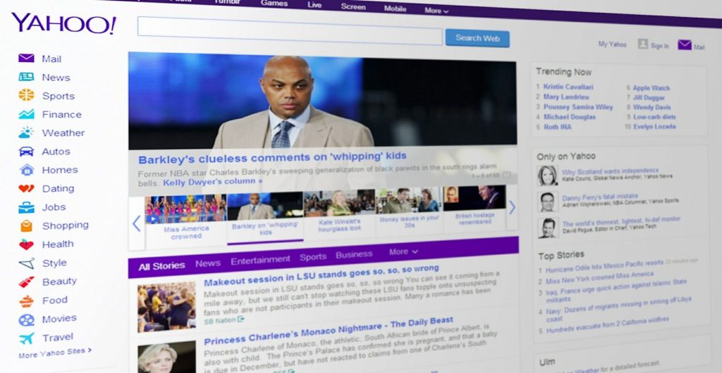 Screen shot of Yahoo news website