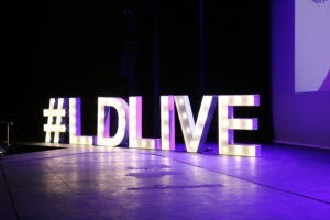 Leicester Digital Live sign on stage at the conference