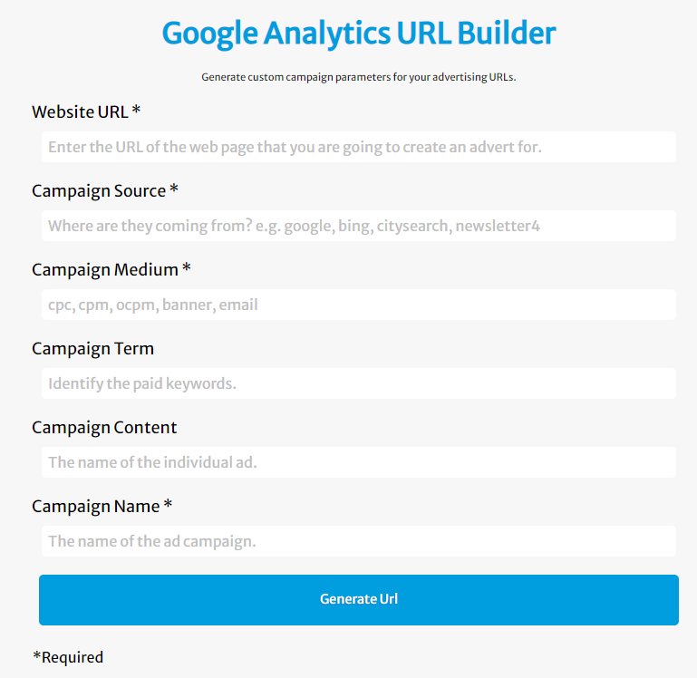 Google Analytics URL Builder Tool