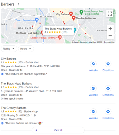 Google Local Pack Results