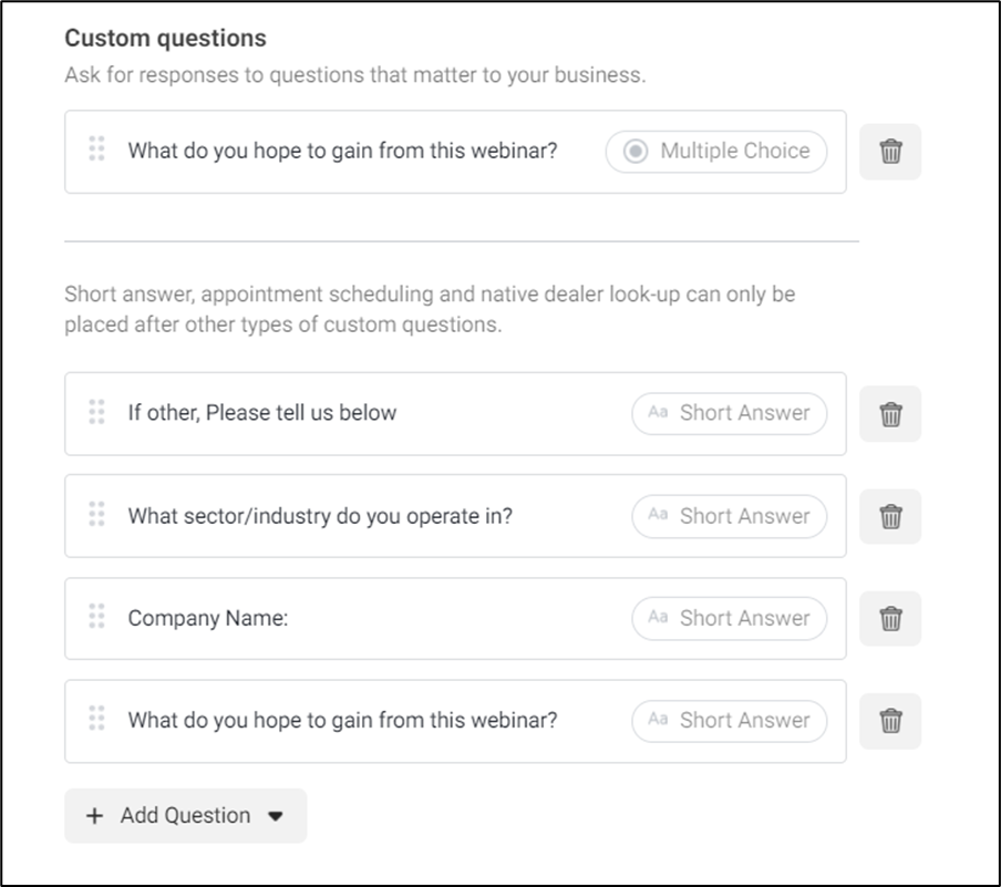 Custom and Short Questions