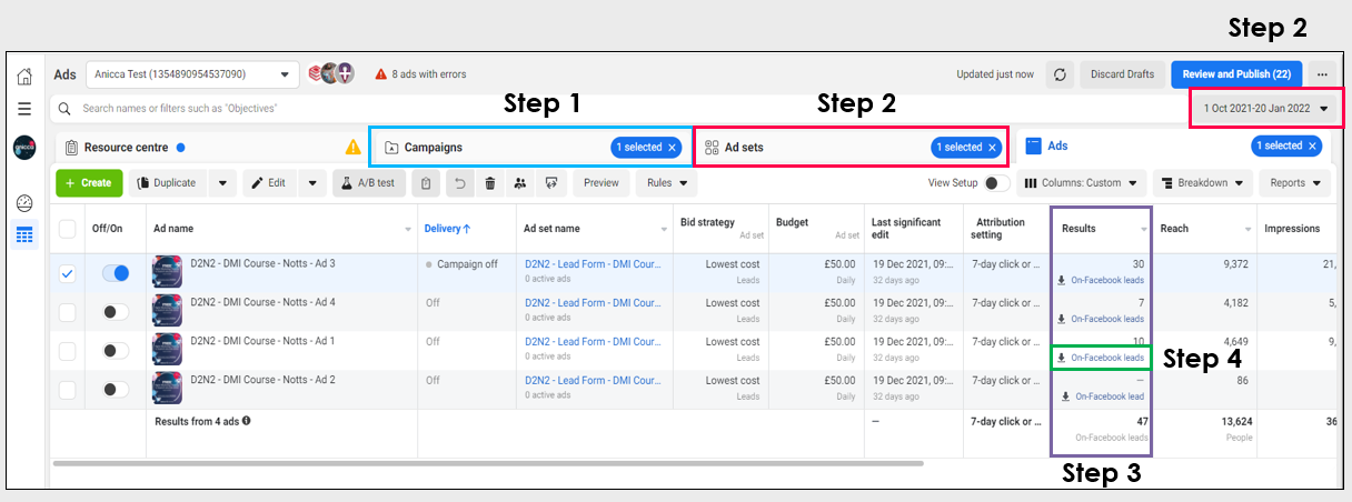 Step process to access Facebook Ads leads