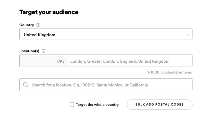 Spotify ads Audience Location