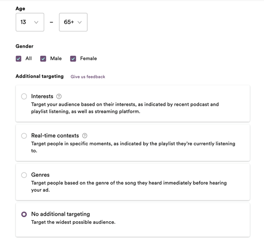 Additional targeting Spotify ads