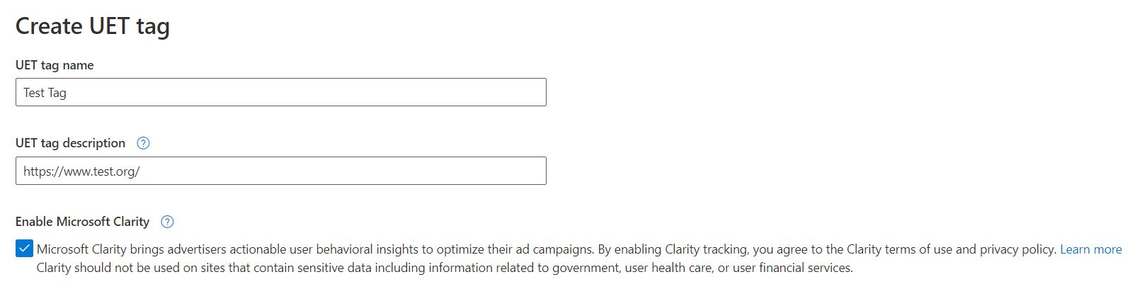 Microsoft Clarity Via UET