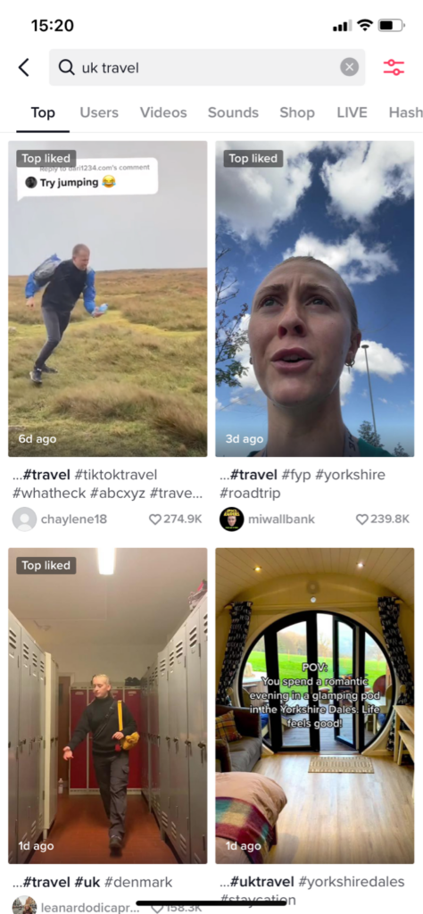 Sample videos on TikTok