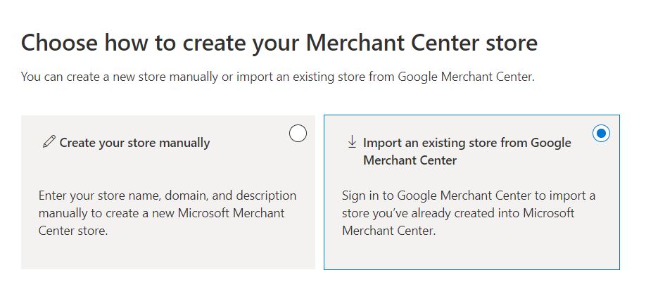 Bing Merchant Centre Import