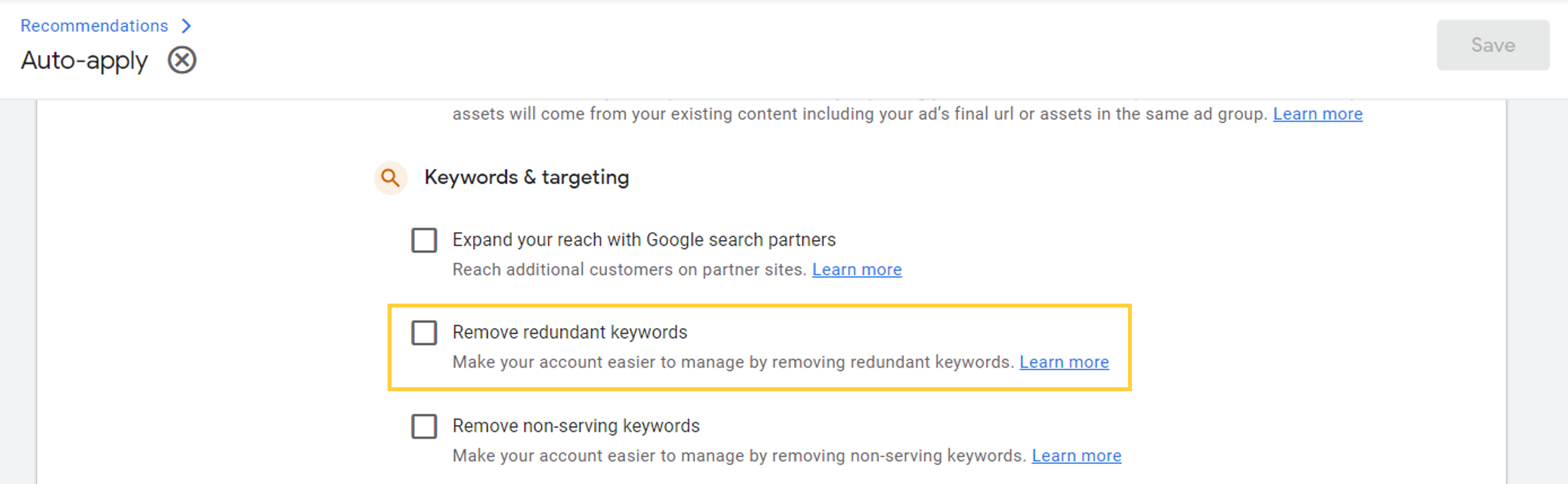 Remove redundant keywords