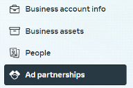 Ad Partnership menu