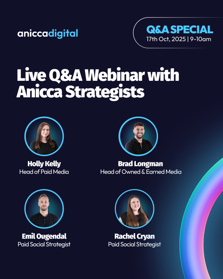 Live Q & A with Anicca’s Strategists – Ask us anything about Digital Marketing – Fri 17th Oct (9-10am)