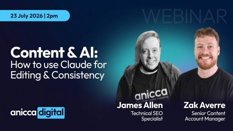 Content and AI webinar: how to use Claude for editing and consistency, with James Allen and Zak Averre