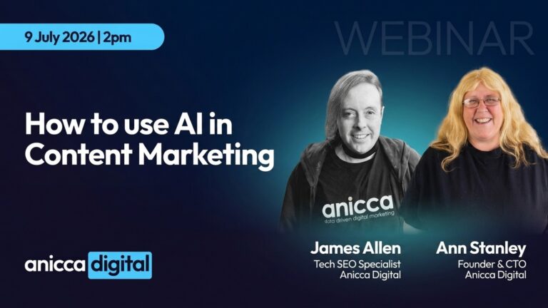 How to Use AI in Content Marketing webinar with Ann Stanley and James Allen