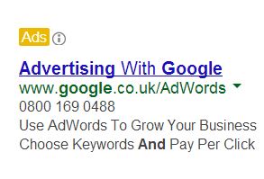 Google "Yellow Ads"