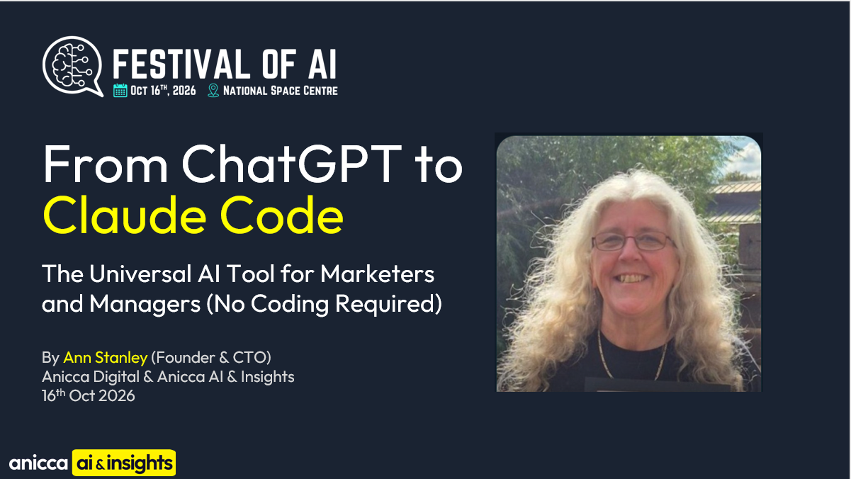 Ann Stanley at the Festival of AI - From ChatGPT to Claude Code